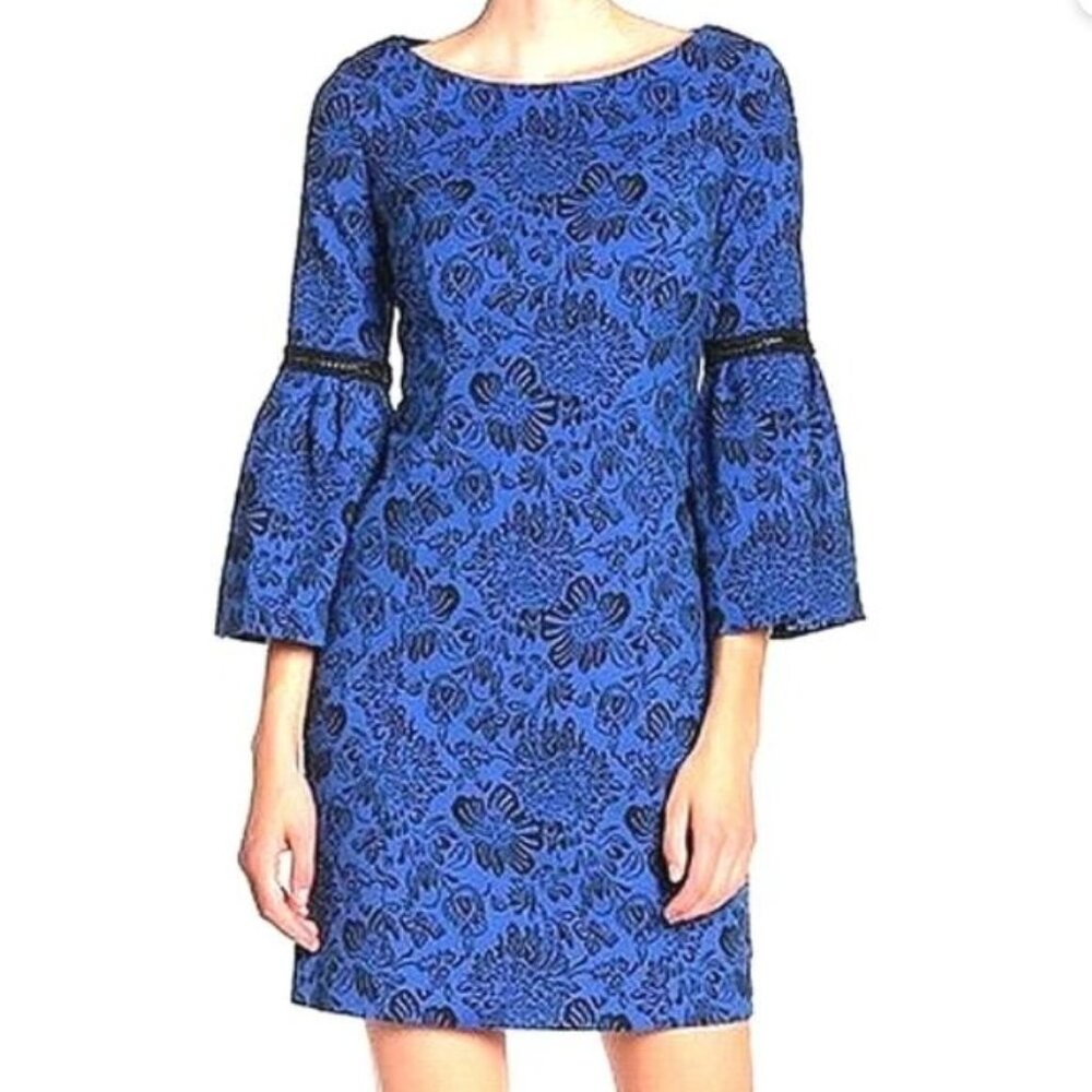 Laundry by Shelli Segal Bell Sleeve Jacquard Dress Sz 6 NWT
